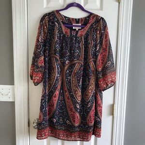 Skies Are Blue Navy Floral Tunic Dress Medium